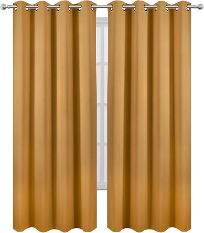 LEMOMO Blackout Curtains 52 x 90 inches Long Mustard Yellow Curtains Set of 2 - Image 2