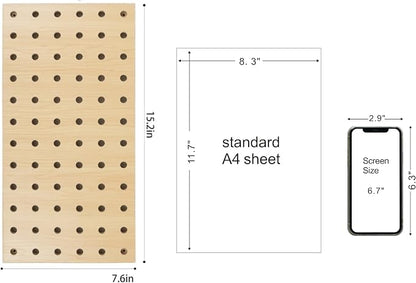 2 Pack Beige Wooden Pegboard, Modular Wall Organizer Storage Shelf - Image 5