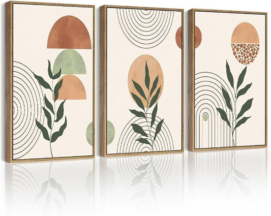 PHOPAGO Boho Wall Art Sage Plant Botanical Bohemain Framed Wall Printing by PHOPAGO
