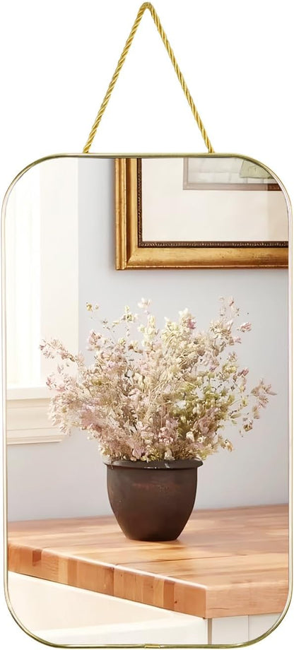 Gold Rectangular Wall Mirror, 15.6x9.2 Inch Modern Decorative Wall Mirror by SDlumeiy