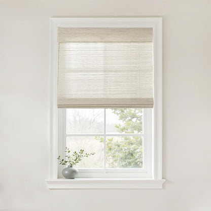 TWOPAGES Woven Bamboo Cordless Roman Shades, Custom No Drill or Motorized Blinds by TWOPAGES