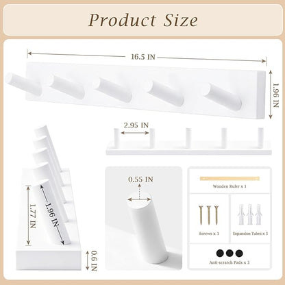 Coat Rack Wall Mount, Wooden Coat Hanger - Image 5