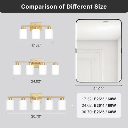 FonmYim Gold Bathroom Light Fixtures, 4-Light Modern Vanity Light Over Mirror - Image 7