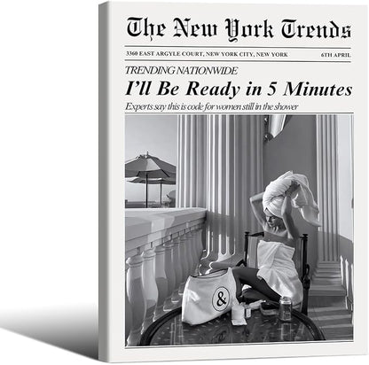 Vintage Newspaper Framed Wall Art Trendy Black and White Aesthetic Posters by FuSatisYilife