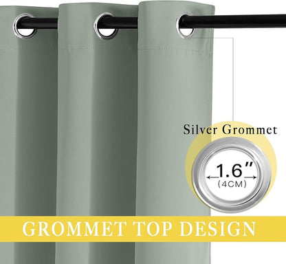 NICETOWN Sage Green Sliding Glass Door Curtain, Grommet Thermal Insulated - Image 3