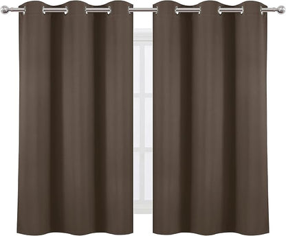 LEMOMO Chocolate Brown Blackout Curtains 38 x 54 Inch Length/Set of 2 Curtain - Image 2