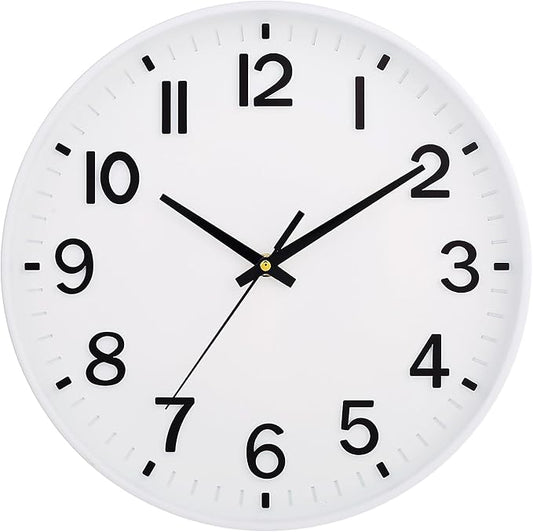 HZDHCLH White Wall Clocks Battery Operated 12 inch Silent Non Ticking Modern by HZDHCLH