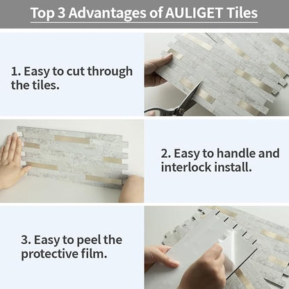 AULIGET 20 Sheets Faux Stone Peel and Stick Backsplash - Image 7