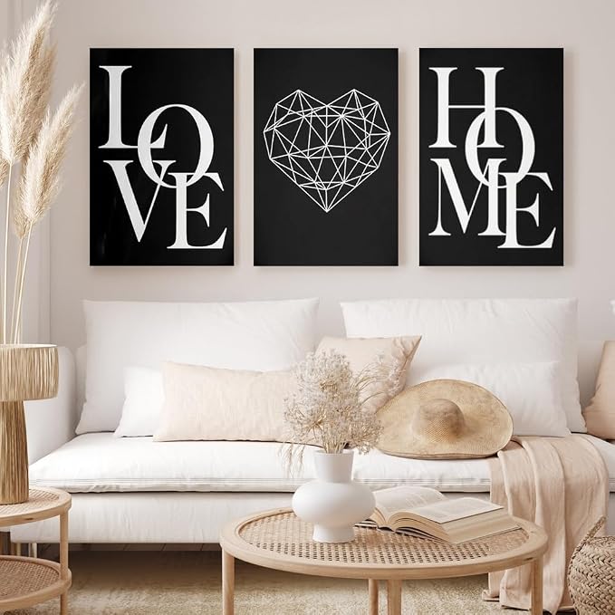GUBIYU Love Home Wall Decor Black and White Farmhouse Modern Art - Image 6