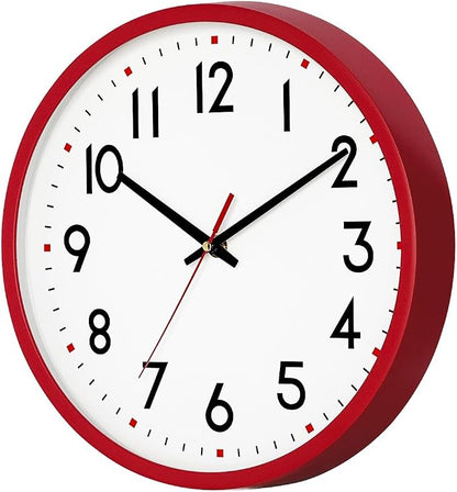 HZDHCLH Wall Clock Red, Silent Wall Clocks Battery Operated 8 Inch Modern Non - Image 7