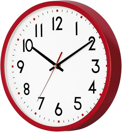 HZDHCLH Wall Clock Red, Silent Wall Clocks Battery Operated 10 Inch Modern Non - Image 7
