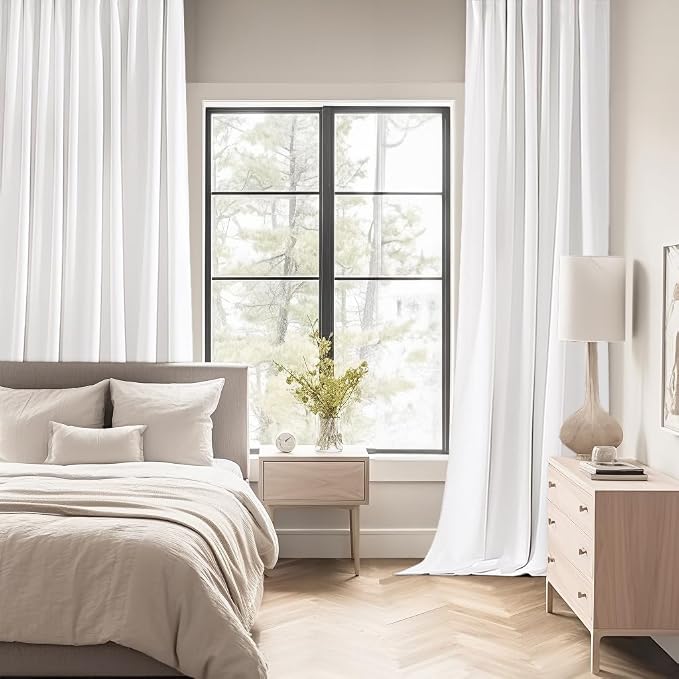 MIULEE Pure White Back Tab Blackout Curtains 90 Inches Long 2 Panels Set - Image 2
