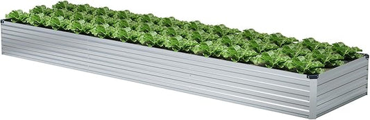 12x4x1FT Galvanized Raised Garden Beds Kit Large Outdoor Metal Gardening Planter Box for Vegetable Elevated Flower Herbs, Silver