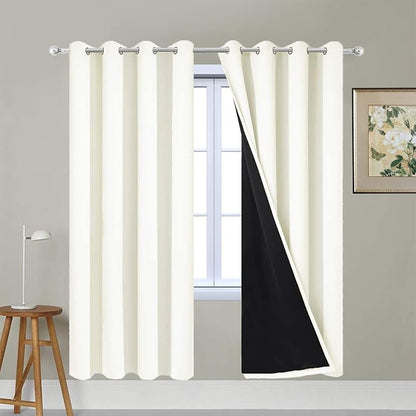 Yakamok 100% Blackout Curtains for Bedroom, Thermal Insulated Double Layer by Yakamok