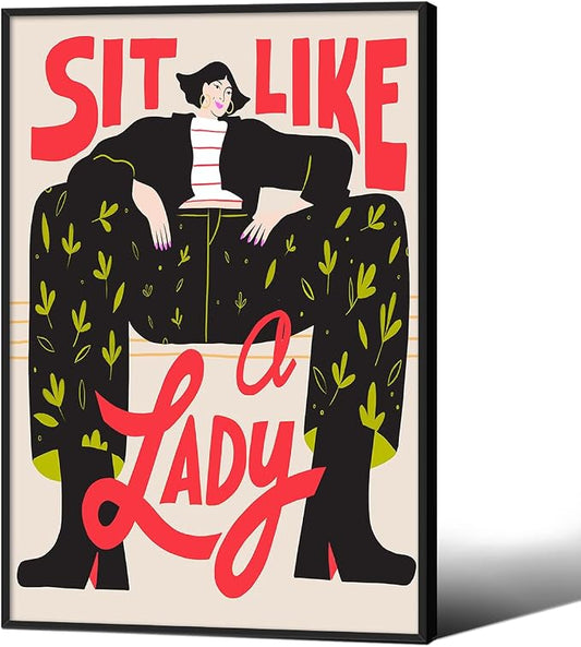 Funky Feminist Wall Art Vintage Trendy Equal Rights Canvas Poster 24x36 inch by Medpol