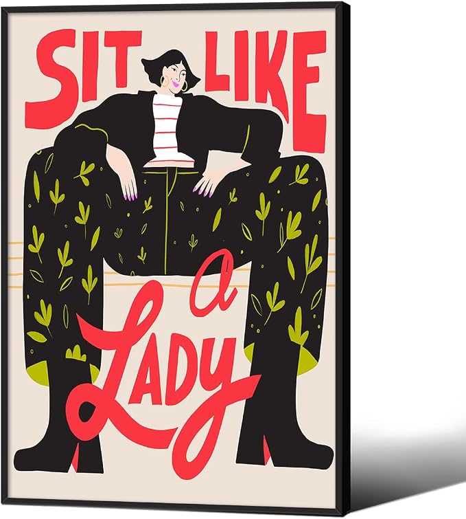 Funky Feminist Wall Art Vintage Trendy Equal Rights Canvas Poster 16x24 inch by Medpol