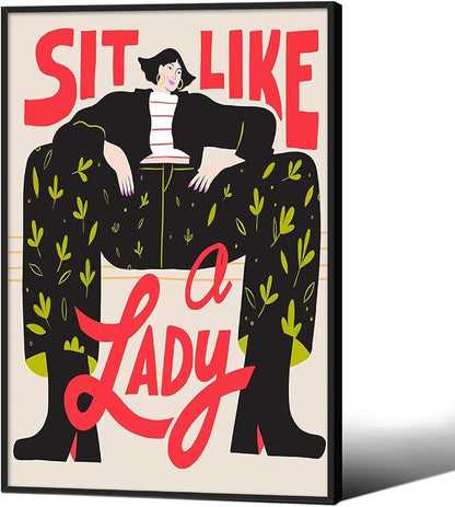 Funky Feminist Wall Art Vintage Trendy Equal Rights Canvas Poster 16x24 inch by Medpol