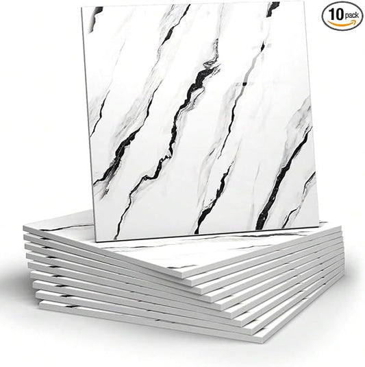 Chejiaye 10pcs Marble Peel and Stick Backsplash Waterproof Washroom Wall Panels by Chejiaye