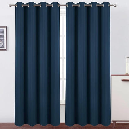 LEMOMO Blackout Curtains 52 x 120 Inch Long Navy Blue Curtains Set of 2 Panels by Lemomo