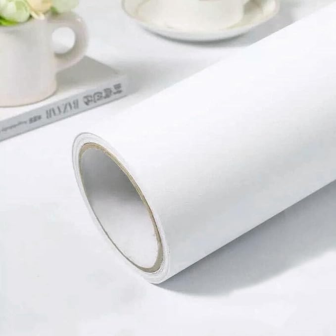 practicalWs White Contact Paper 35.4''x118'' White Peel and Stick Wallpaper by practicalWs