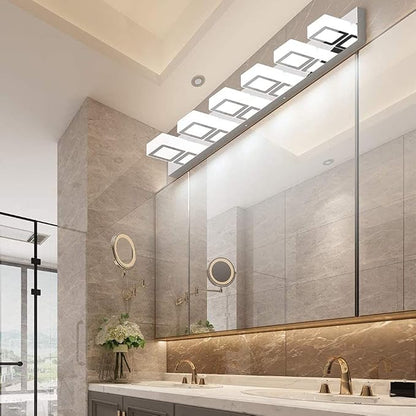 Ralbay Modern Chrome Bathroom Vanity Lights Dimmable 6 Lights Acrylic Stainless - Image 6