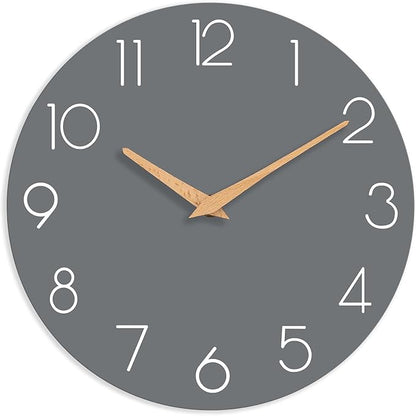 cicininc Wall Clock, 14 Inch Wooden Silent Non-Ticking, Decorative Battery by CICININCOfficial
