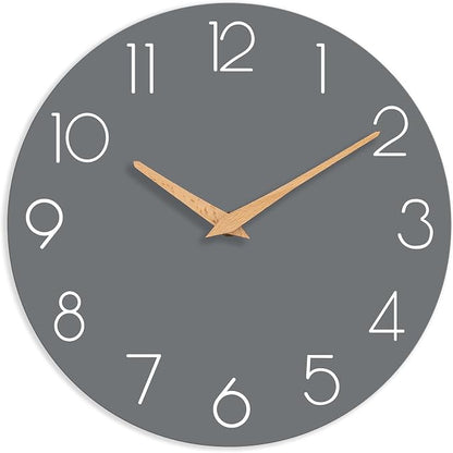 cicininc Wall Clock, 10 Inch Wooden Silent Non-Ticking, Decorative Battery by CICININCOfficial