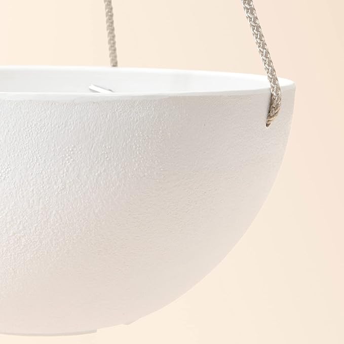 LA Jolie Muse Hanging Planter - 10 Inch Hanging Planters for Indoor Plants, Hanging Pots for Plants Indoor Outdoor, Set of 2, White