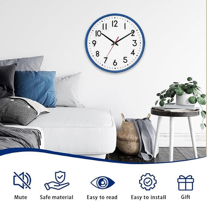 HZDHCLH Wall Clock Blue, Silent Wall Clocks Battery Operated 12 Inch Modern Non - Image 2