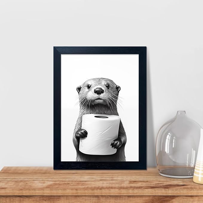 Framed Animal Bathroom Wall Art, Funny Bathroom Wall Decor, Toilet Paper in - Image 8