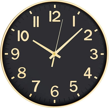 HZDHCLH Black Wall Clocks Battery Operated, 12 inch Silent Non Ticking Modern by HZDHCLH