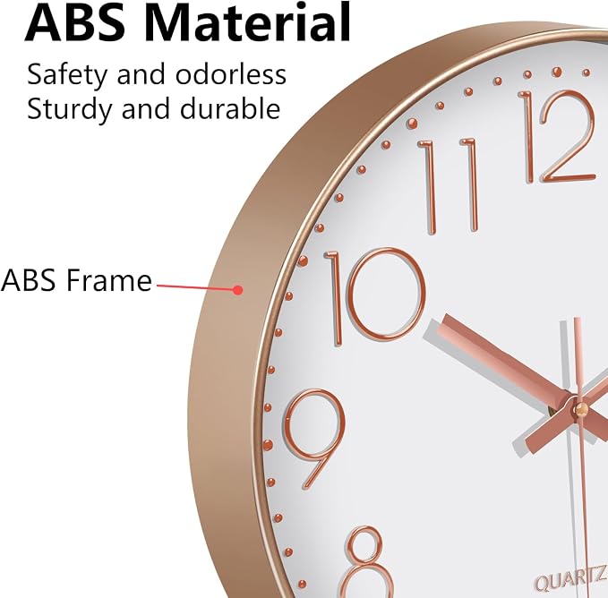Wall Clock, Silent Wall Clocks Battery Operated 10 Inch- Modern Non Ticking - Image 7