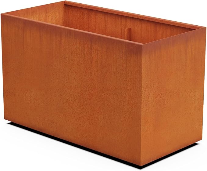 Corten Steel Planter Rectangle Outdoor Metal Garden Box Heavy Duty | Made in USA | Fully Assembled