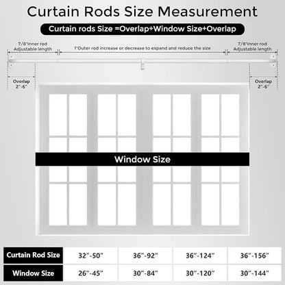 Curtain Rods 36-88 Inch, 1 Inch Adjustable Heavy Duty Room Darkening Window - Image 8
