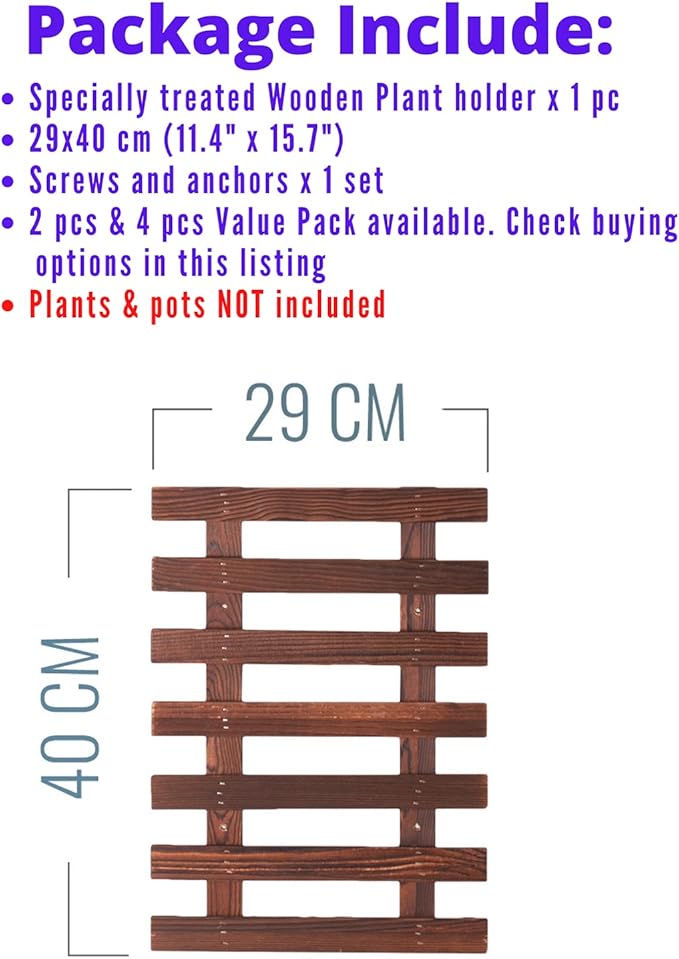 ShopLaLa Wall Planter – Wooden Air Plant Succulent Holder Hanger Indoor Outdoor, Live Orchid Wall Wood Display Frame Vertical Garden Balcony Deck Bathroom Macetas Para Plantas De Aire 15.7" (40cm)