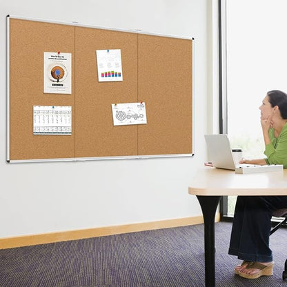 VIZ-PRO 96" x 48" Large Cork Bulletin Board, Foldable & Wall-Mounted Notice Pin - Image 6
