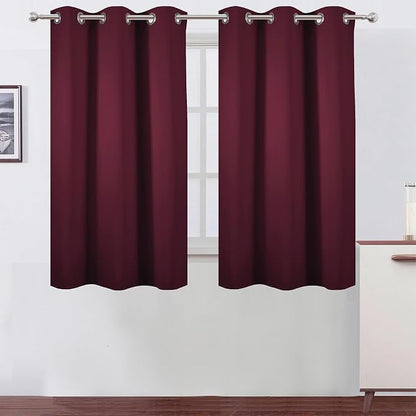 LEMOMO Burgundy Red Blackout Curtains 42 x 54 Inch Length Set of 2 Panels by Lemomo