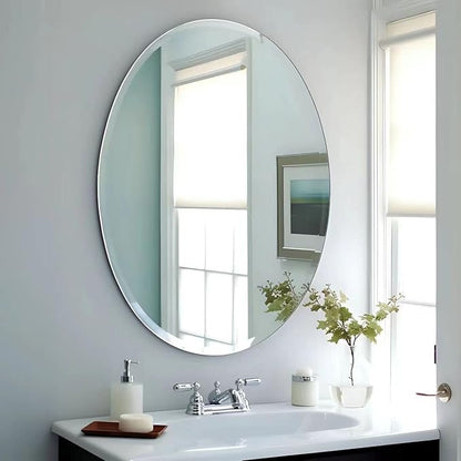 USHOWER Bathroom Mirror for Over Sink, 24x36 Inch Oval Frameless Mirror - Image 5