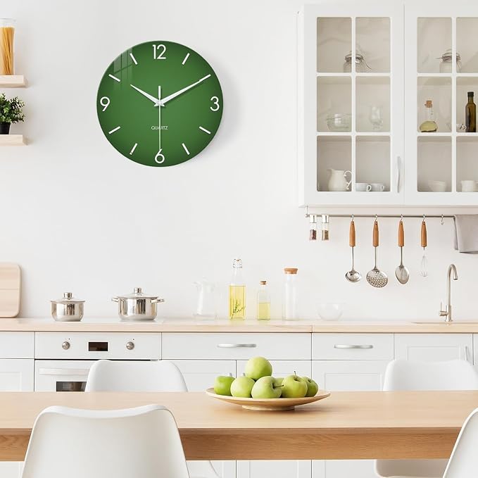 XFM Large Green Wall Clock 24 Inch Simple Wall Clock s Battery Operated Modern - Image 3