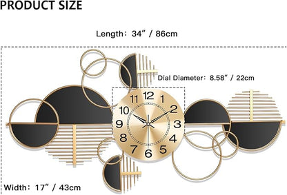 Large Wall Clock, Modern Silent Non-Ticking Metal Wall Art Wall Clocks Battery - Image 3