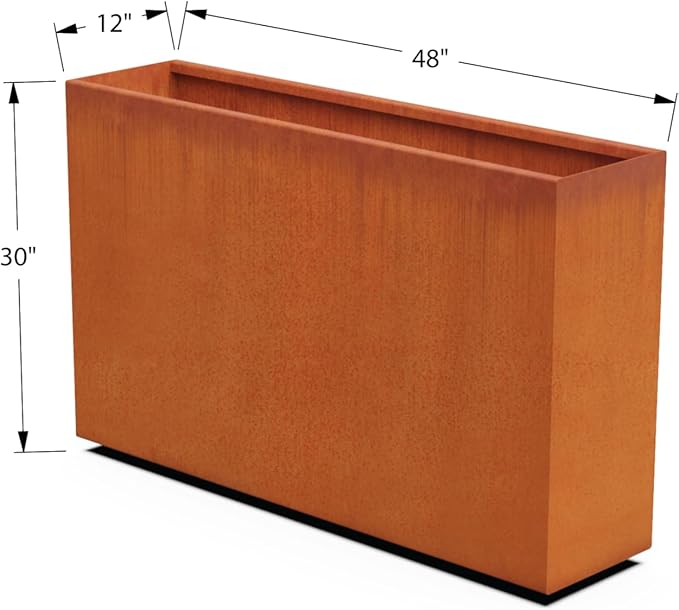 Large Corten Steel Rectangular Planter – 4 FT Tall Corten Steel Planter Box (48x30) | Ideal for Privacy | Heavy Duty, Made in USA