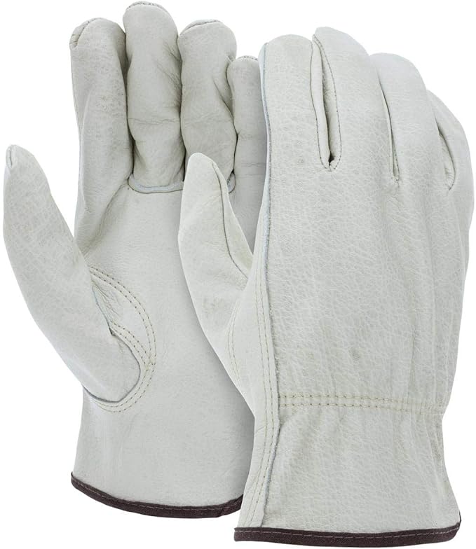 ATERET 24 Pairs Small Heavy Duty Durable Cowhide Leather Work Gloves I Driver Gloves for Truck Driving, Warehouse, Gardening, Farming