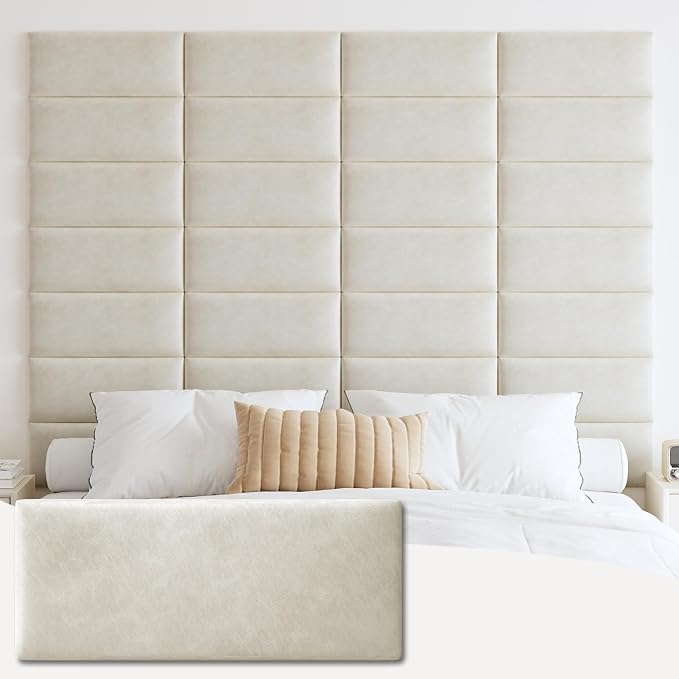 IFNOW Wall Mounted Upholstered Headboard, 3D Peel and Stick Soundproof Wall by IFNOW