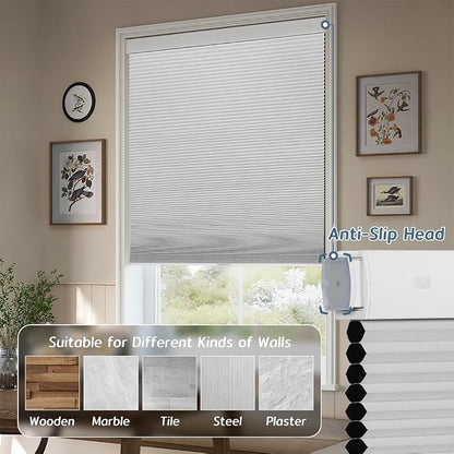 SEEYE No Drill Cordless Cellular Shades, Thermal Insulated Noise Reduction - Image 2