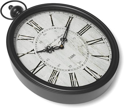 Menterry Oval Retro Wall Clock, Rustic Vintage Style, Battery Operated Silent - Image 2