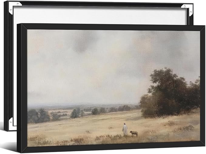 Jesus and Lamb the Lord is My Shepherd Wall Art Jesus Christian Poster 24X36 by rumlud