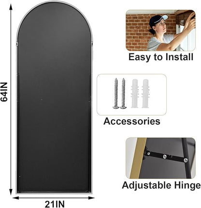 HARRITPURE 64"x21" Arched Full Length Mirror Free Standing Floor Mirrors - Image 6