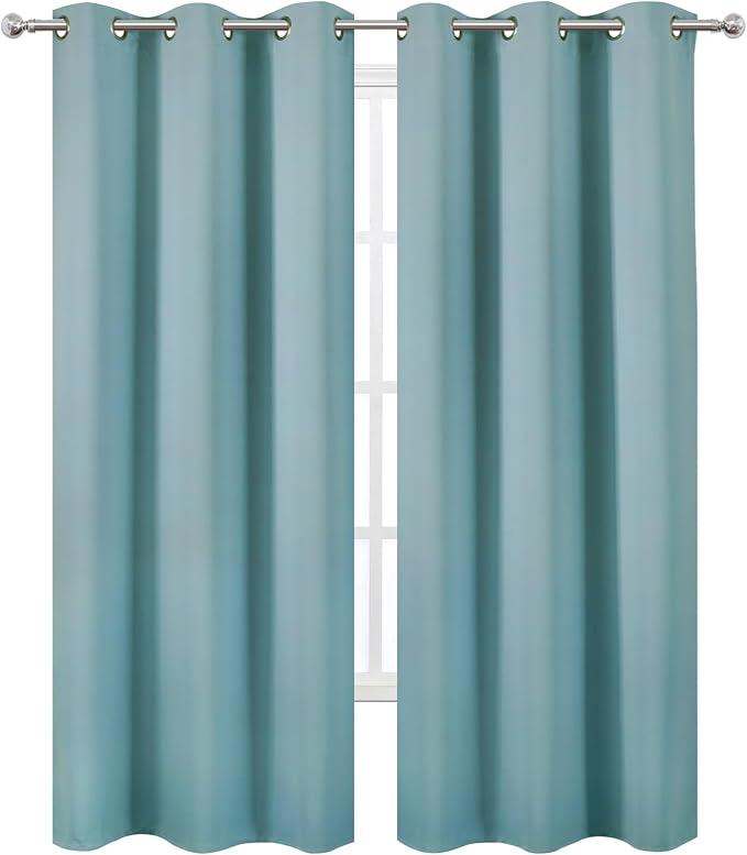 LEMOMO Stone Blue Thermal Blackout Curtains/42 x 95 Inch/Set of 2 Panels Room - Image 2