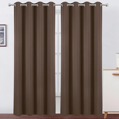 LEMOMO Blackout Curtains 52 x 90 Inch Long Chocolate Curtains Set of 2 Panels by Lemomo