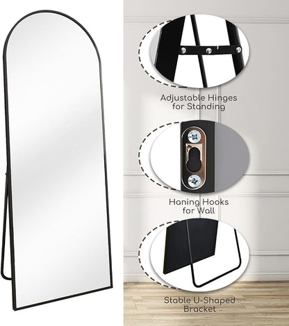 Prywot Arched Floor Mirror, 64 "x 21" Full Length Mirror Wall Mirrors Hanging - Image 3